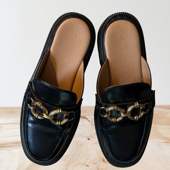 Circus by Sam Edelman Sz 6 Evangeline Black Lug Sole Slip On Mules Loafer Trendy - Picture 5 of 9